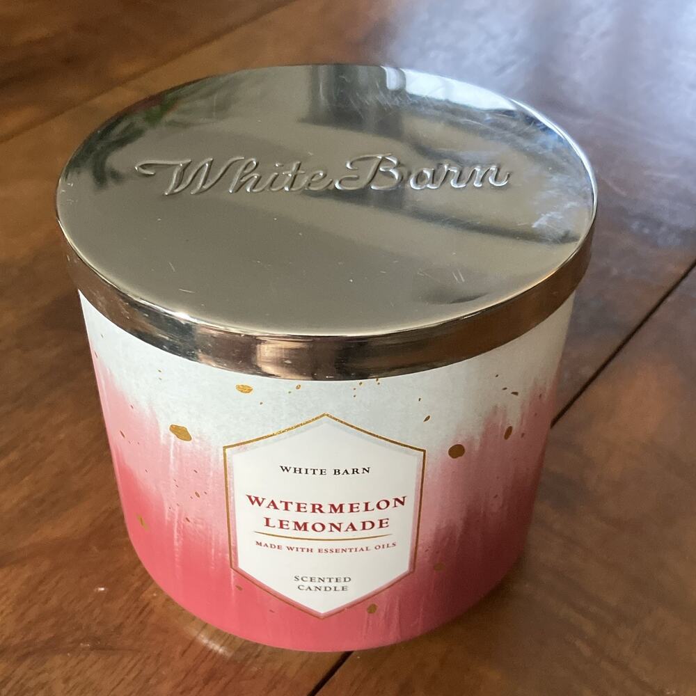 White BarnSize 3-Wick, 14.5 oz, Large Jar Aesthetic Ombre, Pink, Silver Lid